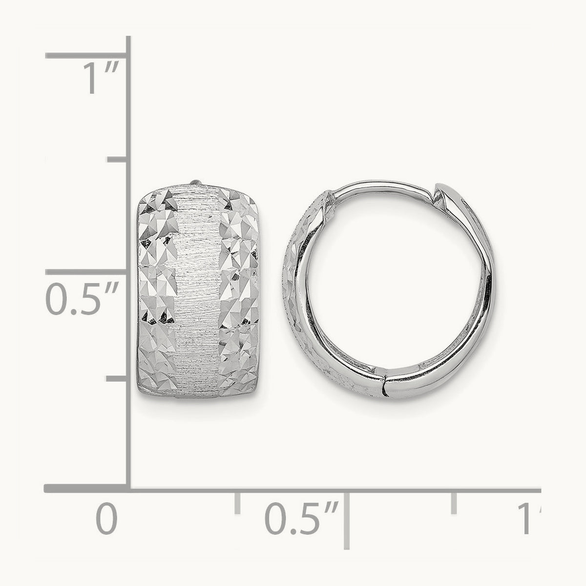 D/C Textured Hoop Earrings, 14K White Gold