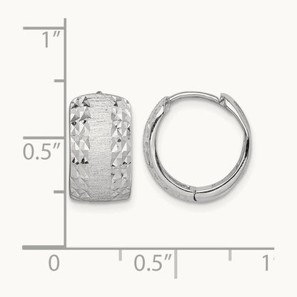 D/C Textured Hoop Earrings, 14K White Gold