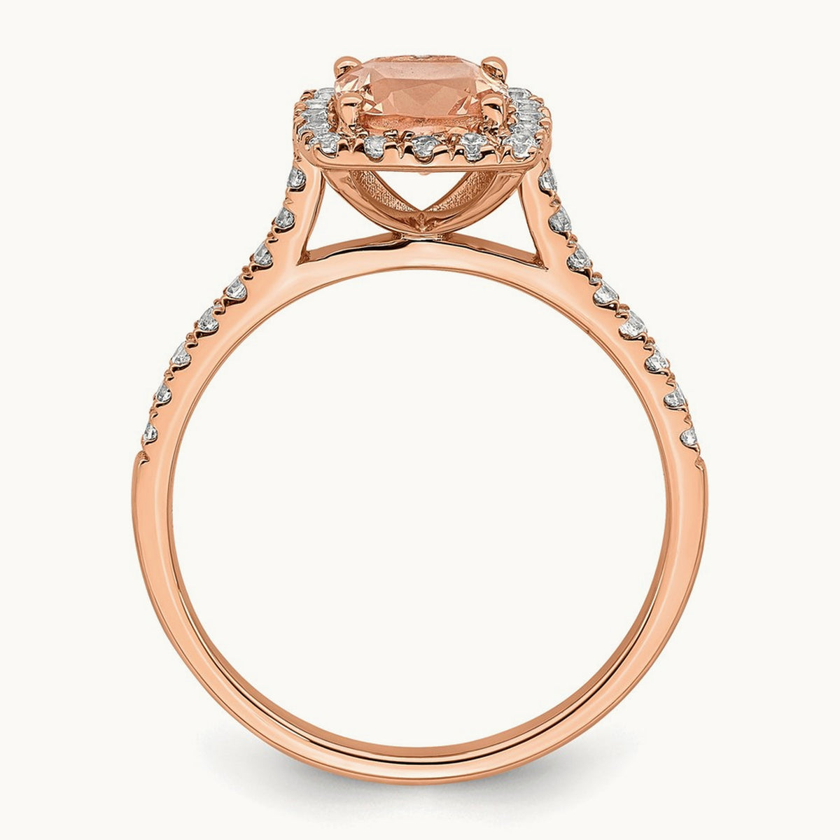 Morganite Halo Engagement Ring, 0.25 ct tw Lab-Grown Diamond