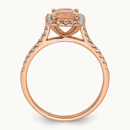Morganite Halo Engagement Ring, 0.25 ct tw Lab-Grown Diamond