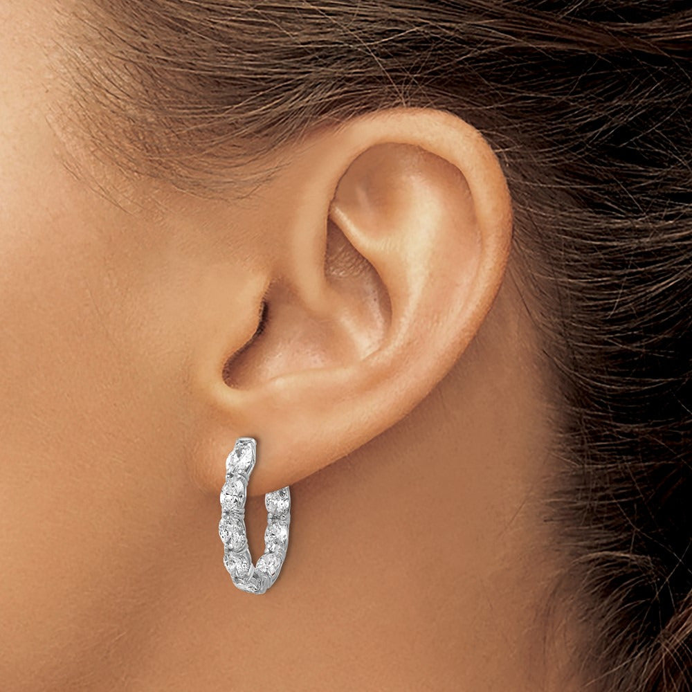 Oval & Round in/Out Hoop Earrings, 4.00 ct tw Lab-Grown Diamond — 14K White Gold