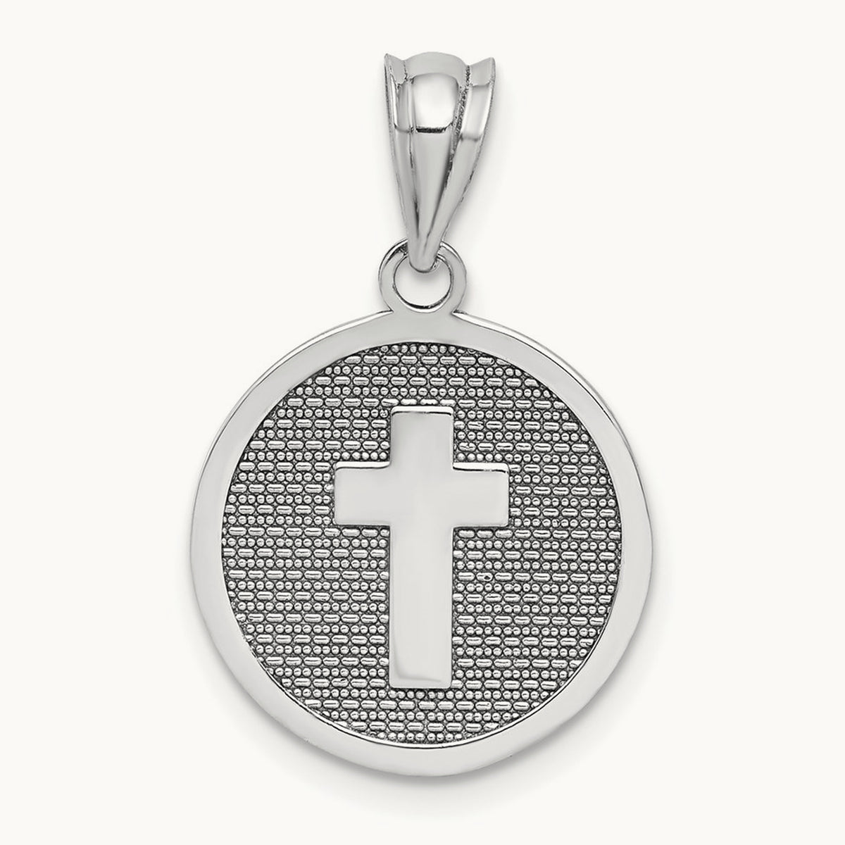 Reversible Cross & 1st Holy Communion Charm — 14K White Gold