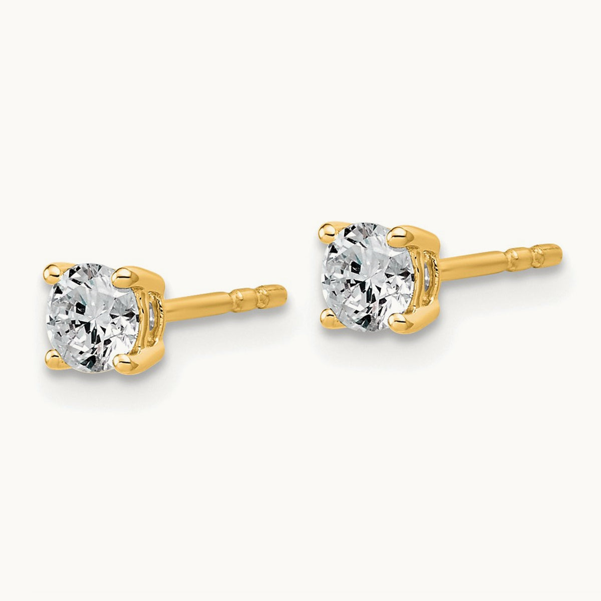 Round Lightweight Earrings, 0.25-6.00 ct tw Lab-Grown Diamond — 1/2 ct, 14K Yellow Gold