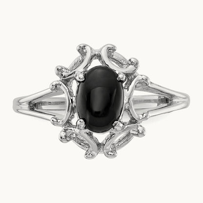 Onyx Ring, 14K White Gold