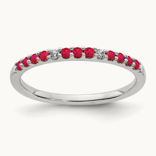 Diamond and Ruby Band, 14K White Gold