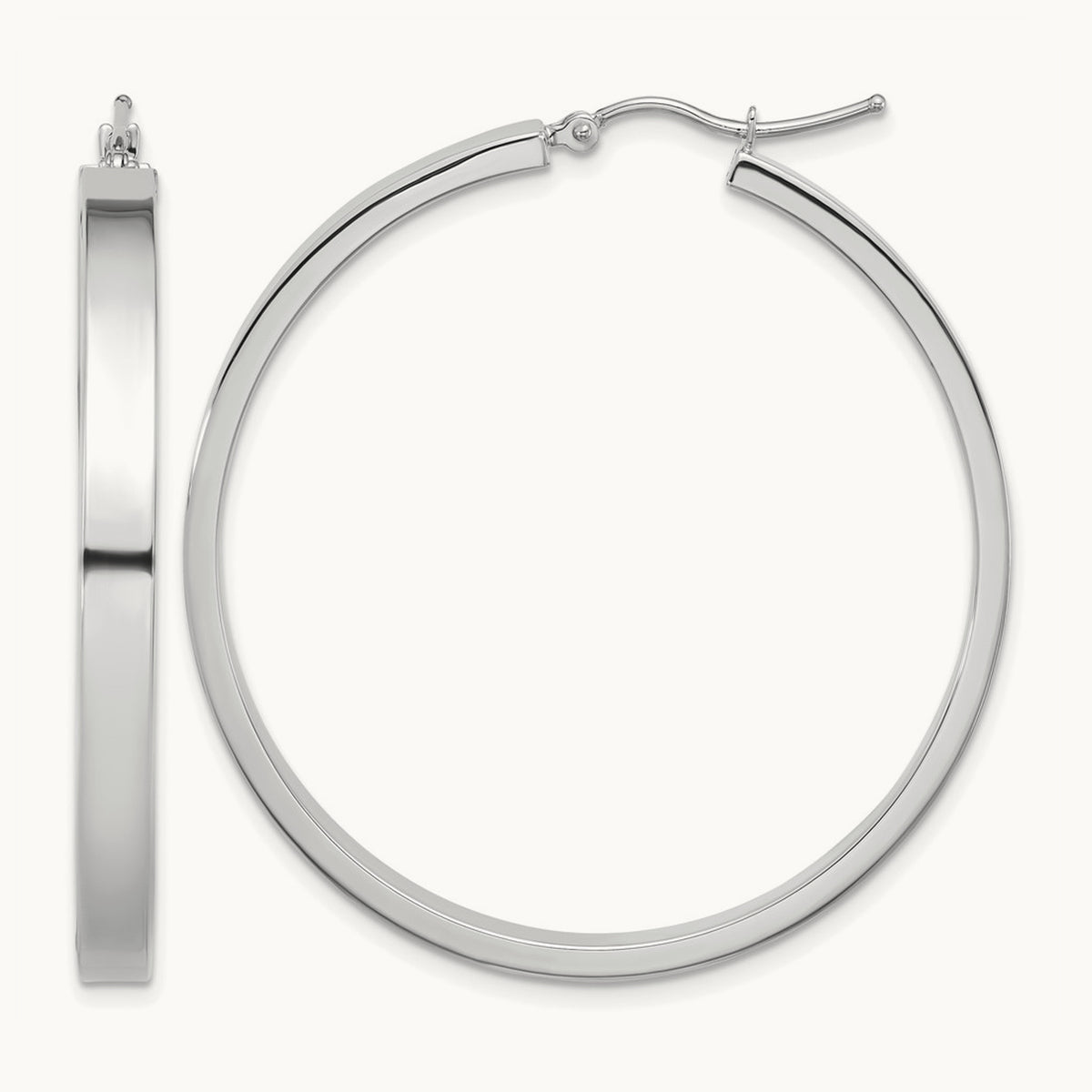 Polished Hoop Earring — 14K White Gold