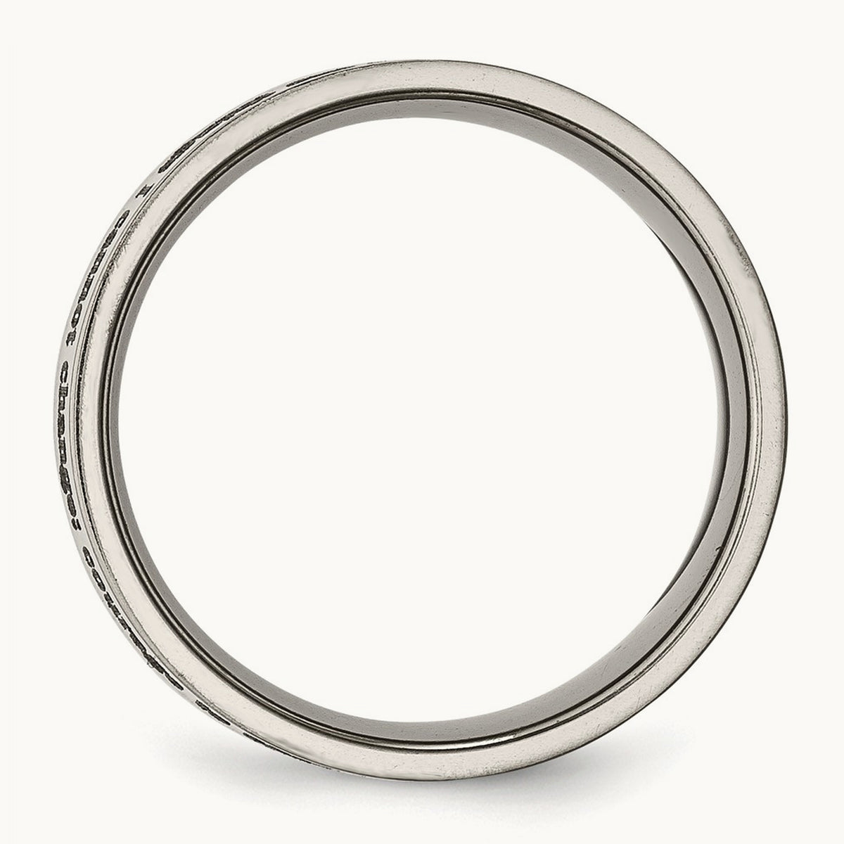 Polished Serenity Prayer Laser Design Flat Band — photo set