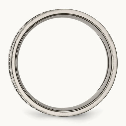 Polished Serenity Prayer Laser Design Flat Band — photo set