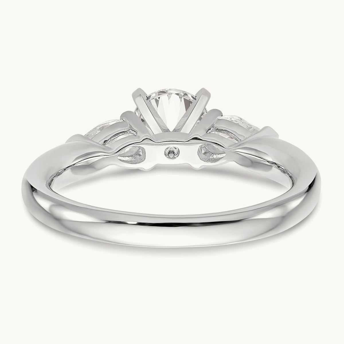 3-Stone Diamond Semi-Mount Peg Set Engagement Ring, 14K White Gold