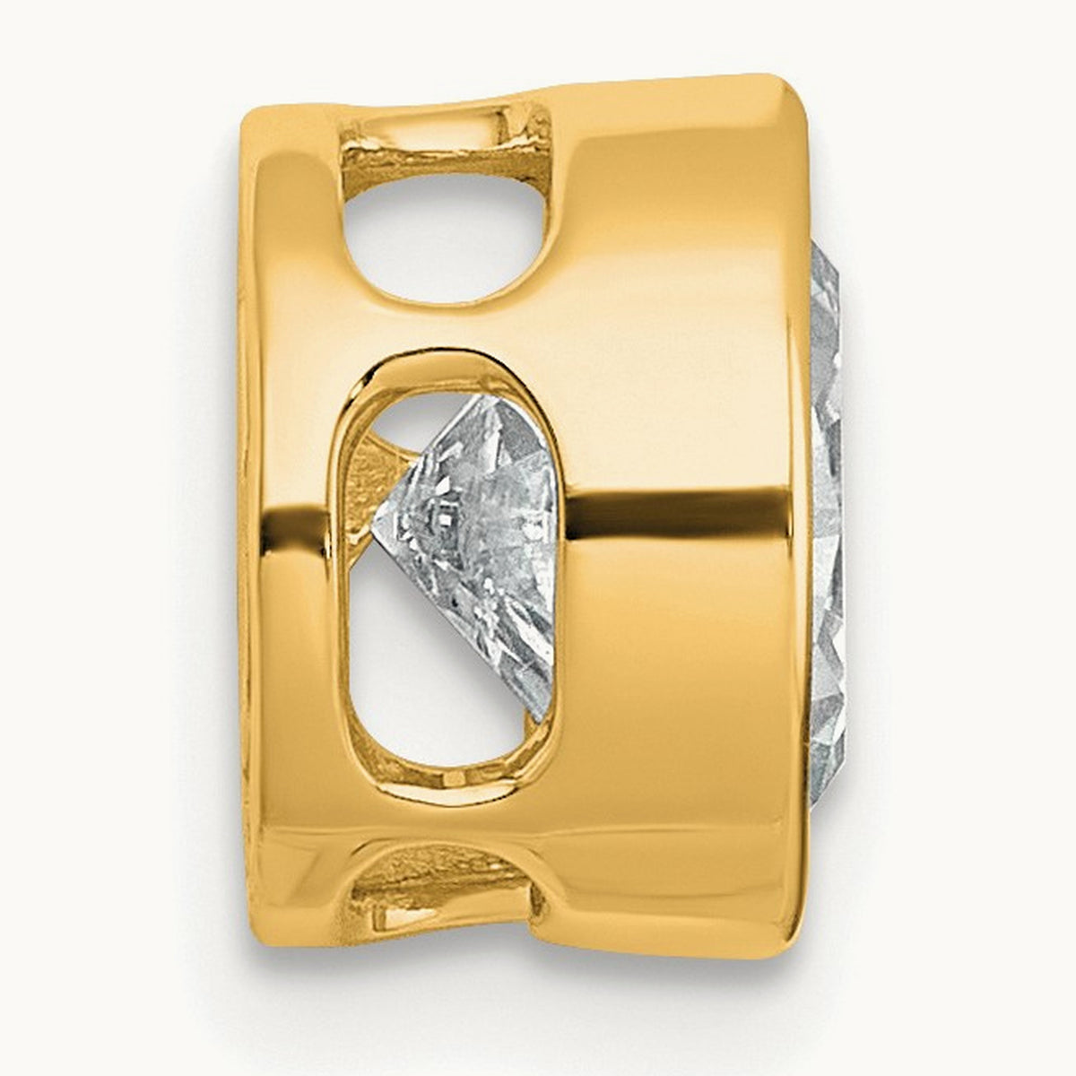 Round Bezel Set Chain Slide Pendant, 0.25-3.00 ct tw Lab-Grown Diamond — 2 1/2 ct, 14K Yellow Gold