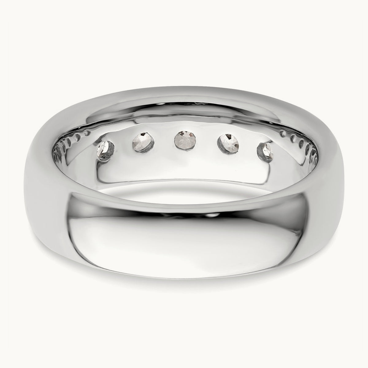 5-Stone Diamond Channel Band, 14K White Gold