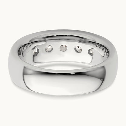 5-Stone Diamond Channel Band, 14K White Gold