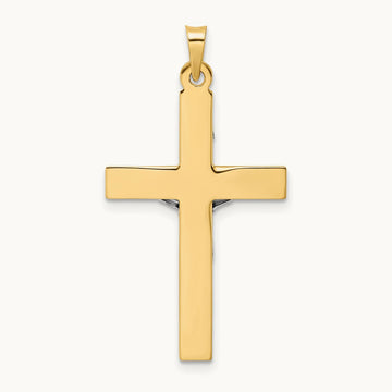 Polished Solid INRI Crucifix Pendant — 34.9mm