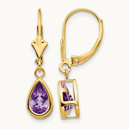 8x5mm Amethyst Dangle Earrings, 14K