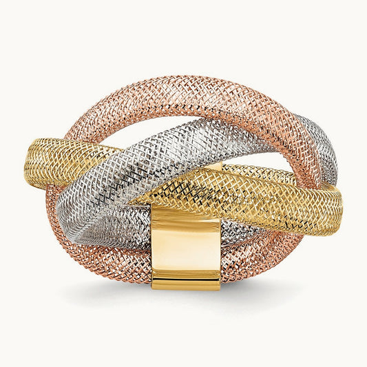 w/White and Rose Rhodium Flexible Ring, 14K — Leslie's