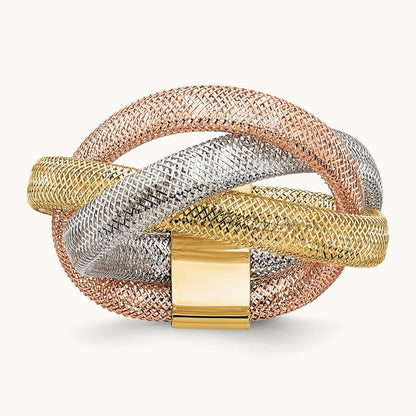 w/White and Rose Rhodium Flexible Ring, 14K — Leslie's