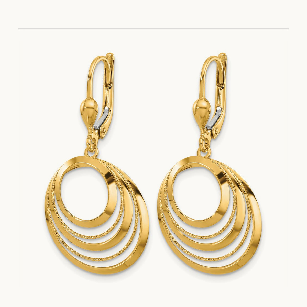 Polished and Diamond-cut Circles Dangle Leverback Earrings, 14K — Leslie's