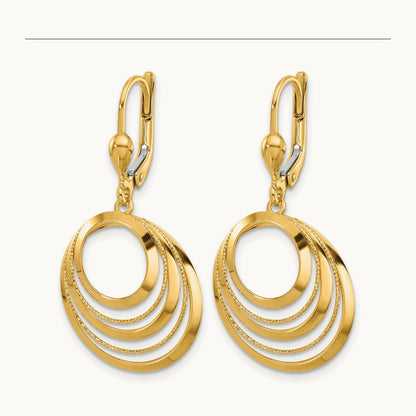 Polished and Diamond-cut Circles Dangle Leverback Earrings, 14K — Leslie's