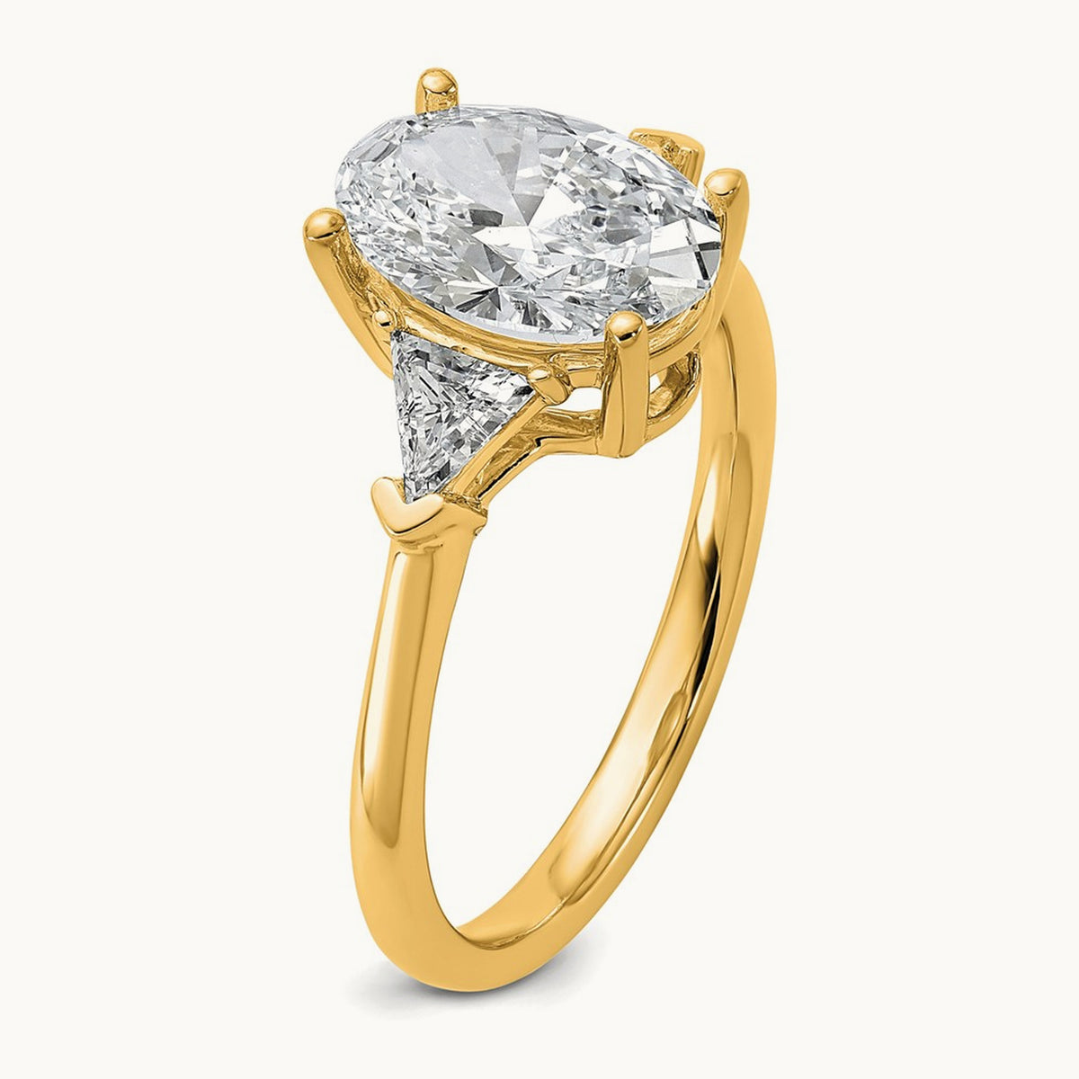 Oval & Trillion 3 Stone Engagement Ring, 1.50-4.00 ct tw Lab-Grown Diamond — 2 1/2 ct, 14K Yellow Gold