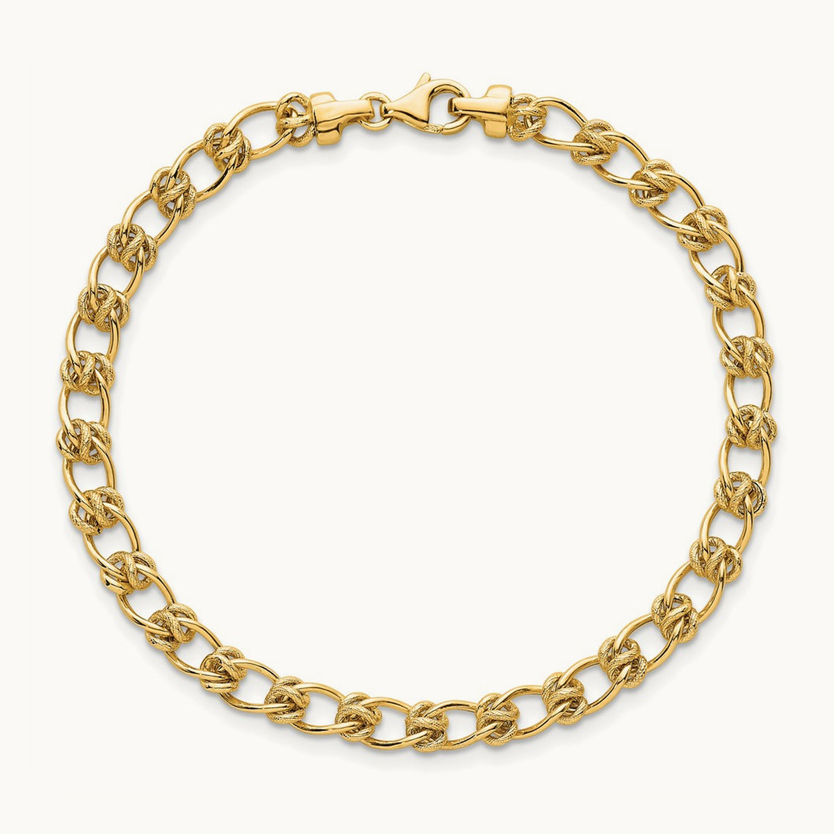 Polished Fancy Link 7.5 Inch Bracelet, 5.0mm, 14K