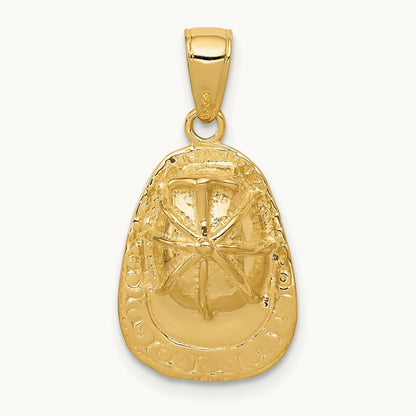3-D Firefighter Hat Pendant, 14K