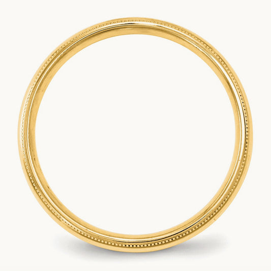 Milgrain Comfort Fit Band, 4mm, 10K Yellow Gold