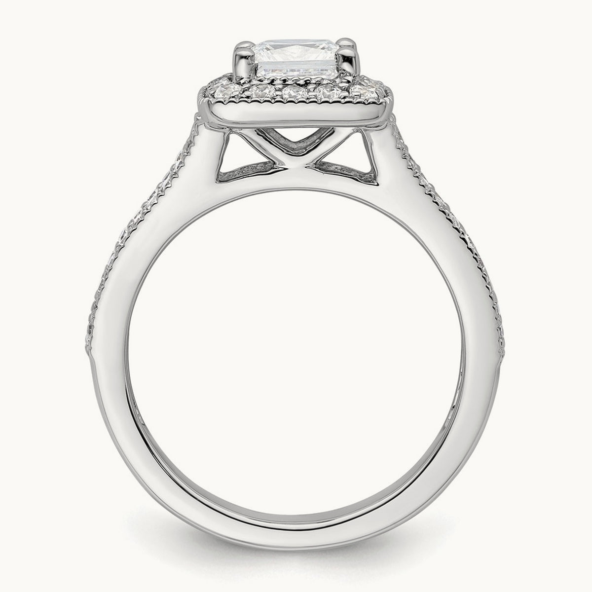 Princess Semi-Mount Halo Engagement Ring — 1/2 ct, 7
