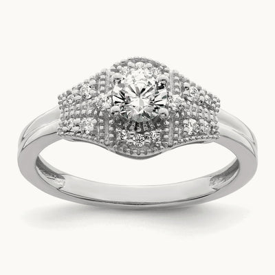 Lab-Grown Diamond Art Deco Round Center Semi-Mount Engagement Ring — 3/8 ct, 7