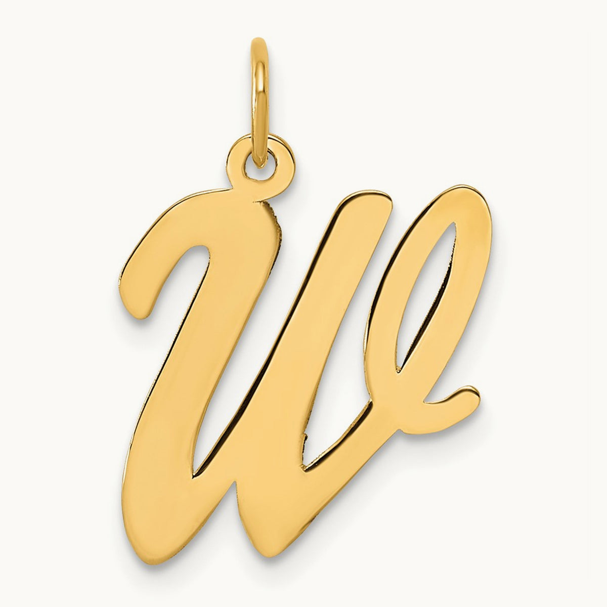 Large Script Initial Charm — 14K Yellow Gold, W