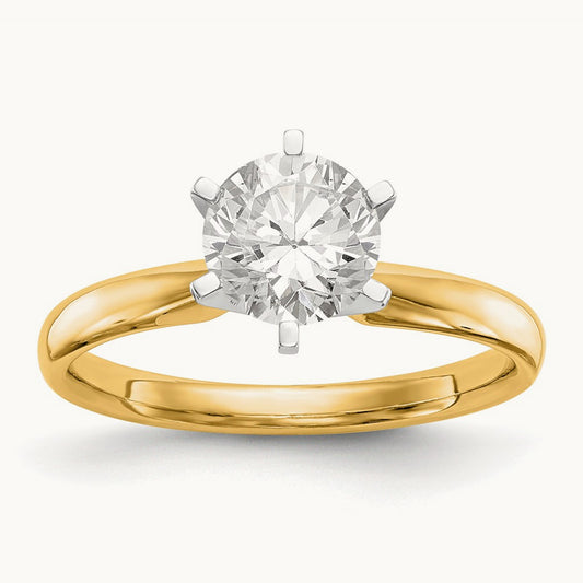 1/2ct. Lightweight Comfort-Fit 6-Prong Ring Mounting, 14K Two-tone