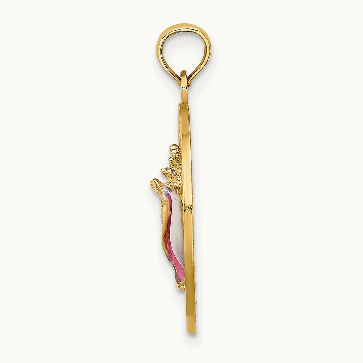 SARASOTA Circle w/ Enamel Conch Shell Charm, 14K