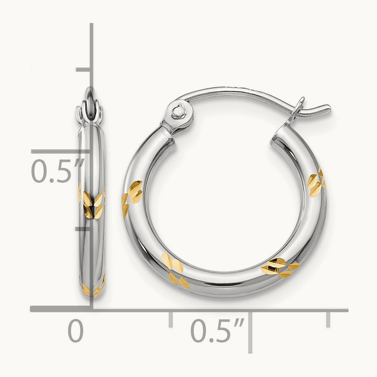Diamond-cut Hoop Earrings with Yellow Rhodium — 12mm