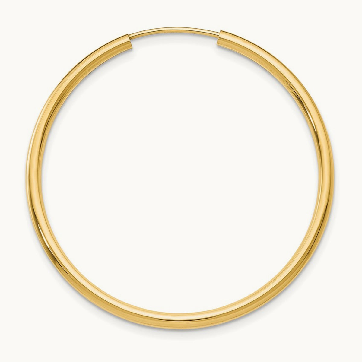 Single 14k Polished Round Endless Hoop Earring, 2mm