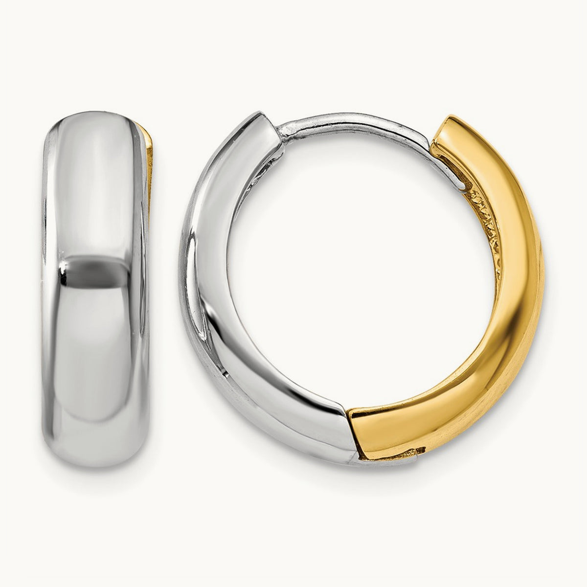 Huggie Earrings, 14K Two-tone
