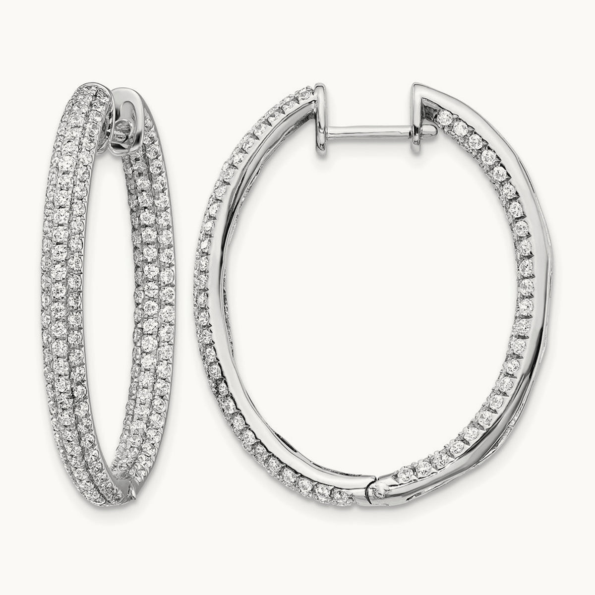 Diamond In/Out Hinged Hoop Earrings — 32mm