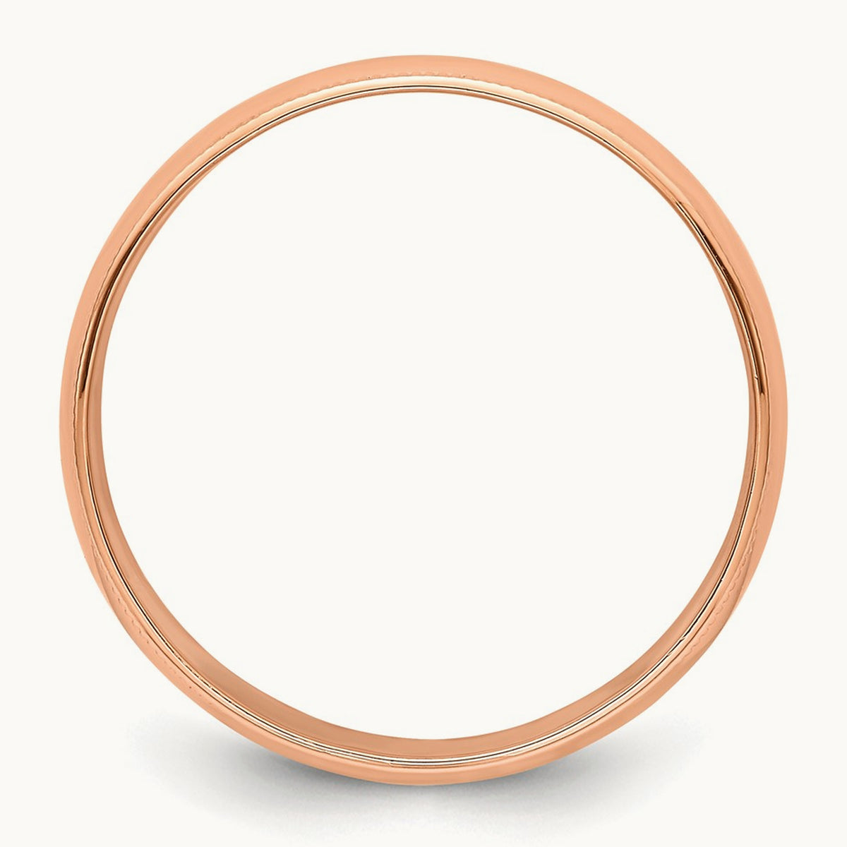 Lightweight Milgrain Half Round Band — 14K Rose Gold, 6mm