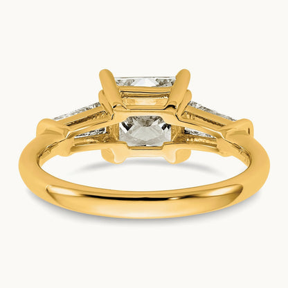 Princess & Baguette Engagement Ring, 1.50-3.75 ct tw Lab-Grown Diamond — 2 1/5 ct, 14K Yellow Gold