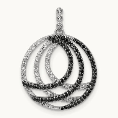 3/8ct. White and Black Diamond Fancy Circle Pendant, 14K White Gold