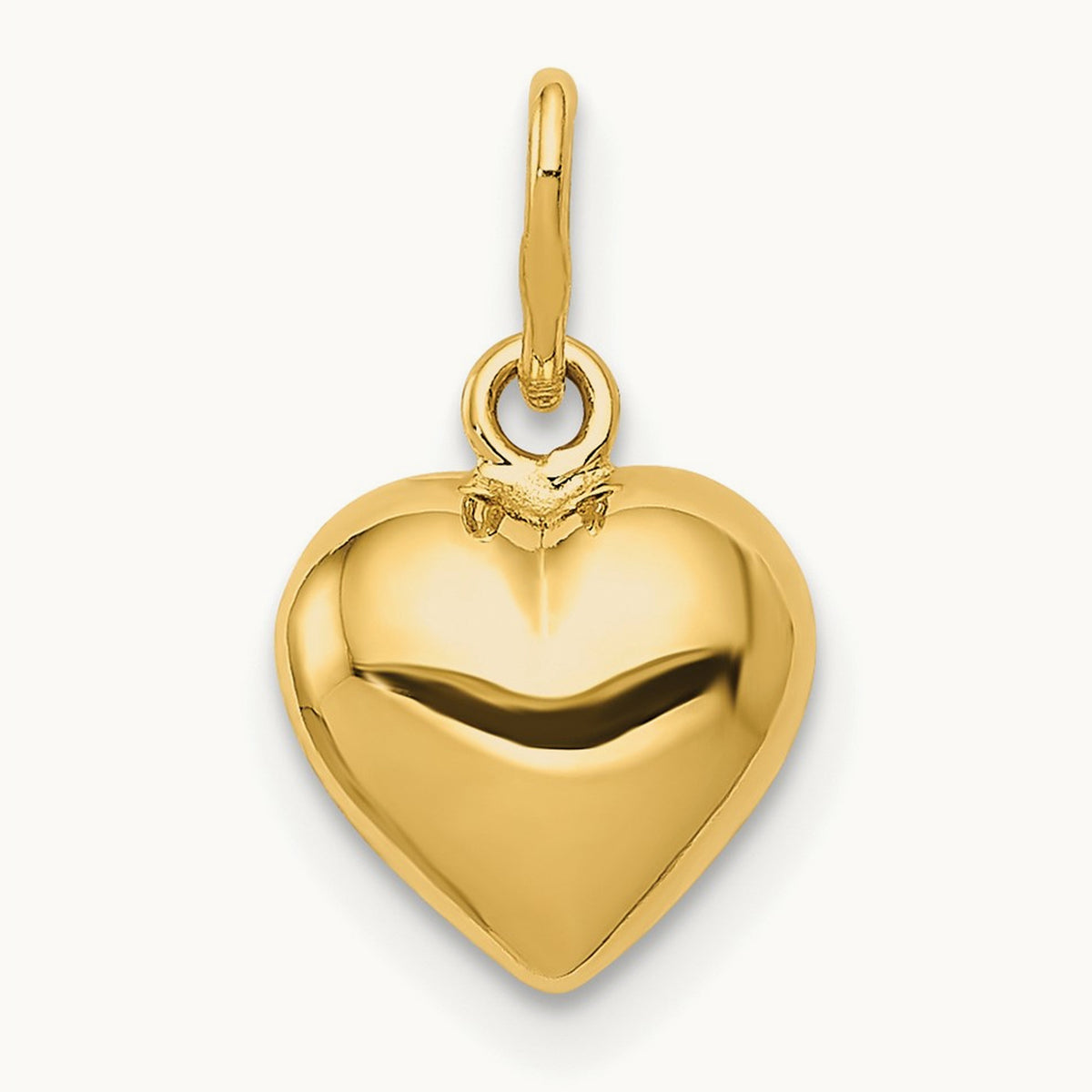 Polished 3-D Puffed Heart Charm, 14K