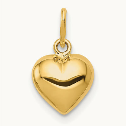 Polished 3-D Puffed Heart Charm, 14K