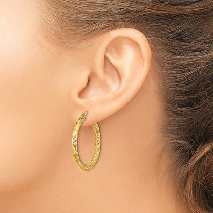 Diamond-Cut Twisted Hoop Earrings — 14K Yellow Gold