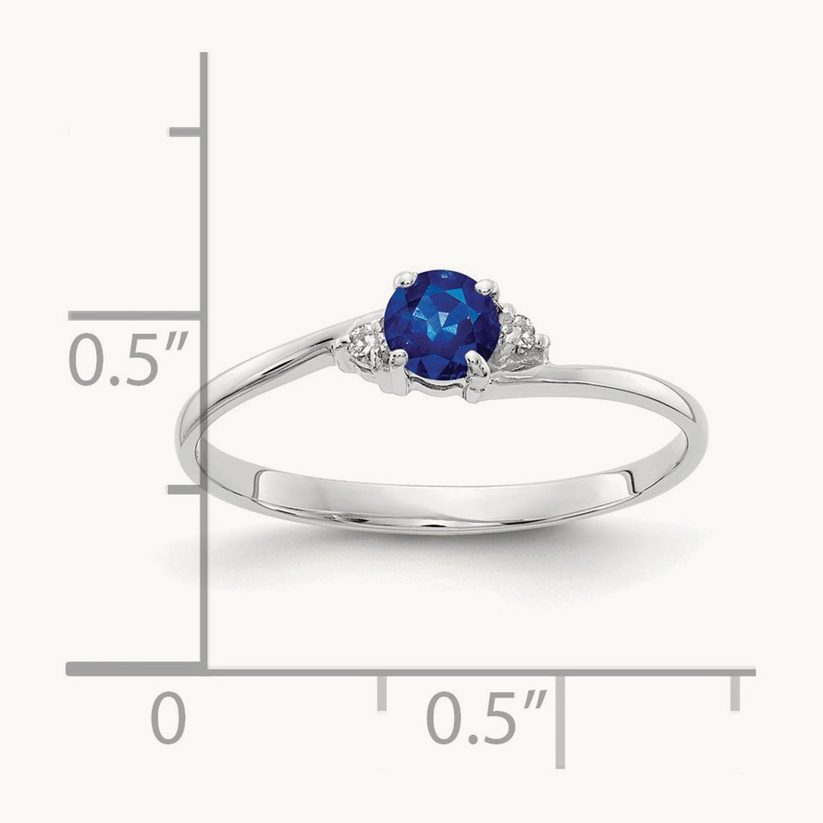Sapphire AA Diamond ring, 4mm, 14K White Gold