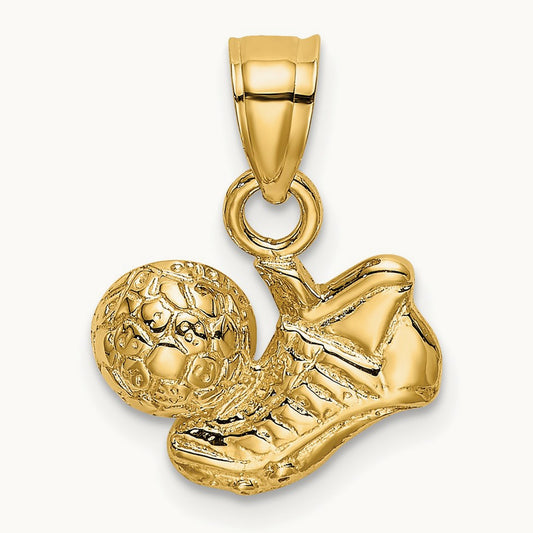 Soccer Ball w/Shoe Charm, 14K