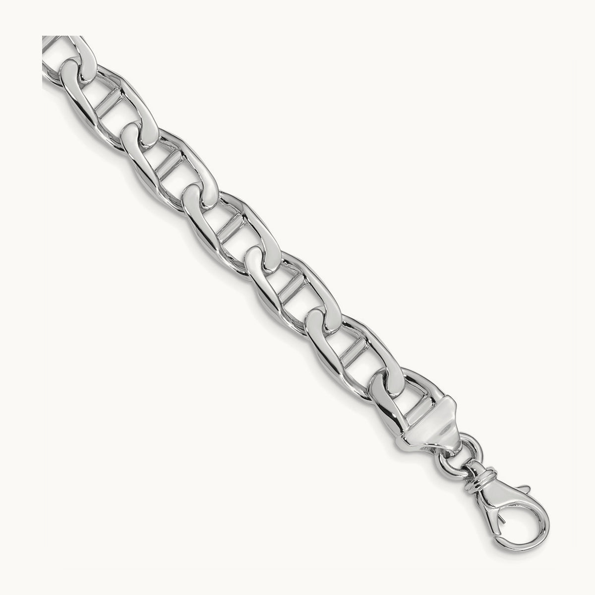 WG Hand-polished Anchor Link Bracelet, 9mm, 14K
