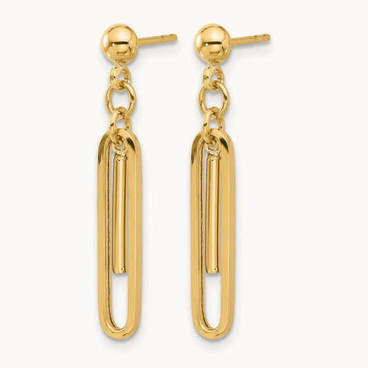 Polished Paperclip Dangle Earrings, 14K — Leslie's