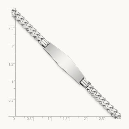WG Flat Curb Link Soft Diamond Shape ID Bracelet, 14K