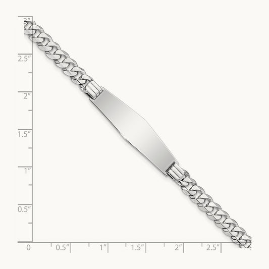 WG Flat Curb Link Soft Diamond Shape ID Bracelet, 14K