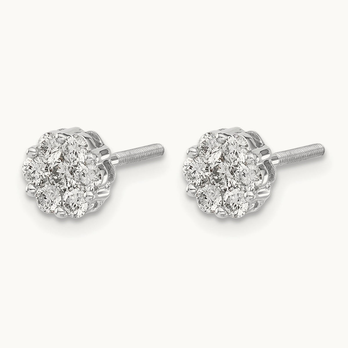Diamond Cluster Screwback Earrings — 7mm
