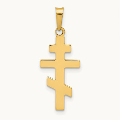 Eastern Orthodox Cross Charm, 14K
