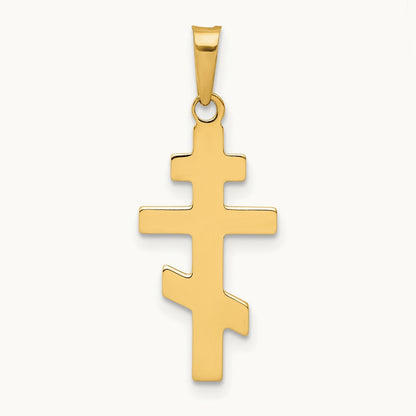Eastern Orthodox Cross Charm, 14K